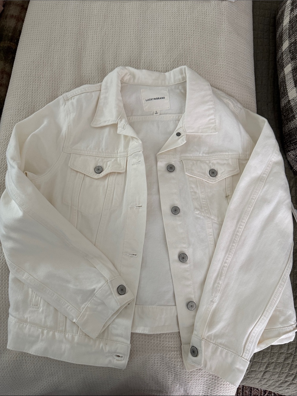 Lucky Brand White Denim Trucker Jacket